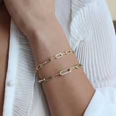 We now offer our best-selling Italian-made large paper clip link chain bracelet with a micro pave diamond link.  Item Information Metal: 14k Gold Approx. Weight: 5.75g Link Size: 16x5.25mm Chain Length: 7" Diamond Link Chain Bracelet, Braclets Gold, Award Winning Jewelry, 18k Gold Bracelet, Link Chain Bracelet, 14k Gold Necklace, Initial Jewelry, Solid Gold Jewelry, Yellow Gold Chain