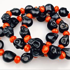 Black Skulls Are Separated By Red Faceted Glass Spacer Beads. Strung On 1mm Black Elastic And Finished With A Bit Of Super Glue. Comes In Two Sizes. Halloween Black Bracelets With Round Beads, Black Round Bead Bracelets For Halloween, Black Round Beaded Bracelets For Halloween, Edgy Handmade Black Bracelets, Edgy Black Handmade Bracelets, Edgy Black Bracelet For Halloween, Gothic Black Beaded Bracelets For Halloween, Edgy Black Halloween Bracelet, Black Skull Bracelets For Festival