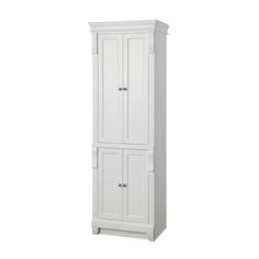 Naples 24 in. W x 17 in. D x 74 in. H Bathroom Linen Cabinet in White - Super Arbor Deep Linen Closet, Bathroom Linen Tower, White Linen Cabinet, Linen Storage Cabinet, Beautiful Bathroom Vanity, Craftsman Style Doors, Tall Bathroom Storage Cabinet, Tall Bathroom Storage, Wide Bathroom