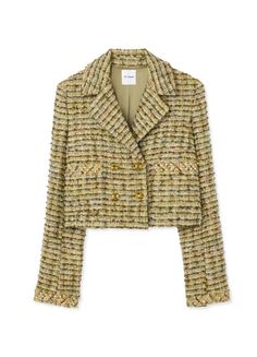 This short double-breasted jacket is crafted in a textured metallic tweed, a fun topper for dresses and separates. 25% Nylon, 24% Wool, 22% Cotton, 14% Polyester, 13% Acrylic, 2% Silk; Lining: 96% Polyester, 4% Spandex Overall Length: 20.5 Inches Closure Type: Button Sleeve Type: Long Sleeve Sleeve Length: 24.125 Inches Take advantage of our TrueFit sizing if shopping for the first time. Traditional Fit Luxury Wool Tweed Jacket With Double-breasted Buttons, Luxury Spring Tweed Jacket With Double-breasted Buttons, Luxury Double-breasted Tweed Jacket With Pockets, Luxury Double Button Tweed Jacket For Formal Events, Luxury Double-breasted Houndstooth Tweed Jacket, Luxury Double-breasted Tweed Jacket With Double Button, Luxury Classic Double-breasted Tweed Jacket, Luxury Formal Tweed Jacket With Double Button Closure, Luxury Business Double-breasted Tweed Jacket