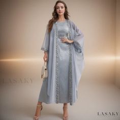 Lasaky - Exquisite East Asian Embroidered Lace Trim Embroidered Maxi Dress, East Asian, Jacquard Dress, Crewneck Dress, Daily Dress, Vestido Casual, Casual Sets, Two Piece Dress, Types Of Skirts