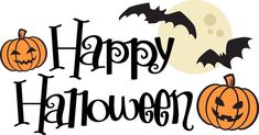 happy halloween with pumpkins and bats