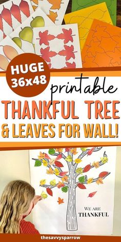 Want to start the Thankful tree tradition this Thanksgiving? Practice gratitude with this fun family Thanksgiving tradition! Just print the printable Thankful Tree template and the Fall leaf templates, cut out the leaves, and write down what you're grateful for on each leaf. Thankful Tree for the wall prints as a 36 x 48 architectural print at print stores for about $10! Thankful Tree Leaves Printable, Thankful Wall Classroom, I’m Thankful For Craft, Thanksgiving Tree Decorations Diy, Gratitude Tree Craft, Thankful Tree Craft For Kids, Thankful Leaves Printable, Gratitude Tree For Kids, Gratitude Tree Ideas