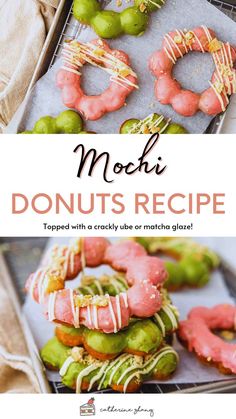 Topped with a crackly ube or matcha glaze, these donuts are simply divine. Read full recipe at zhangcatherine.com and indulge in mochi donut bliss!