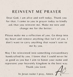 a poem written in black and white with the words'reinent me prayer '