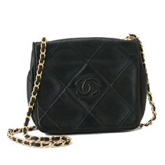 Chanel Matelasse Chain Shoulder Lambskin Leather Black Gold Shoulder Bag Size Approximately 19cm In Width X Approximately 17cm In Height X Approximately 4cm In Width Shoulder Length: Approximately 97cm Weight: Approximately 353 G Leather Evening Bag With Cc Turnlock Closure, Timeless Black Flap Bag With Chain Strap, Vintage Black Bag With Cc Turnlock Closure, Timeless Black Bag With Chain Strap, Vintage Black Bag For Everyday Luxury, Gold Shoulder Bag, Chanel Bags, Lambskin Leather, Shoulder Length