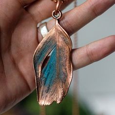 Copper jewelry pendant feathergift to a woman Jewelry | Etsy Feather Pendant Jewelry For Gifts, Feather Pendant Jewelry As Gift, Feather Necklace Gift, Bohemian Feather Jewelry Gift, Copper Leaf Jewelry Gift, Copper Leaf-shaped Jewelry Gift, Copper Electroforming, Copper Jewelry Handmade, Woman Jewelry