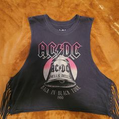 Original Acdc Rock Tee Size Xl ( Junior ) Fits Like M/L Cropped Sleeveless With Fringes New With Out Tag ( Unworn ) Grunge Tank T-shirt For Summer, Summer Grunge Tank T-shirt, Spring Tank Top For Concert, Summer Music Festival Tank Top With Graphic Print, Grunge Crew Neck Tank Top, Summer Music Festival Tank Top, Spring Grunge Sleeveless Top, Sleeveless Grunge Top For Summer, Y2k Festival Sleeveless Tank Top