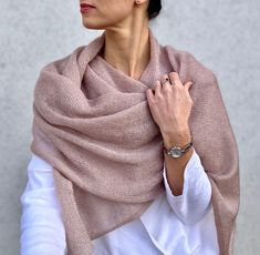 "You will love our mohair and silk shawl. It is simple, plain but chic and elegante. This wrap will cover you arms when cold and give your outfit more texture and layers. You can wrap it as you like, even make it as a hooded scarf or winter scarf. This shawl is made of kid mohair and poliamid or silk blend yarn. It is light as a cloud but also warm. It is a little \"see through '', it gives a romantic and chic look to this shawl. You can wear it as a cape or add it to a cardigan or jacket when it is very cold. It will also be great as an evening cape or everyday shawl. 🎁 I can wrap it as a gift. It will be great gift for anniversary for wife, birthday gift or gift for mother ⭐ Delivery time is about 1-2 weeks if you live in Europe and 2-4 weeks if you live everywhere else ⭐Processing time Mohair Shawl, Shawl Wedding, Bridal Shrug, Mohair Scarf, Wedding Colours, Bridal Shawl, Shawl Knitting Patterns, Scarf Silk, Hooded Scarf