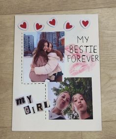 Scrapbook For Bff Birthday, Birthday Card Ideas Scrapbook, Picture Card Ideas For Best Friend, Journal For Friend Gift Ideas, Photo Book Birthday Gift, Journal Ideas For Bestie, Bestie Bday Gift Ideas, Diary Ideas For Best Friend, Besties Scrapbook Ideas