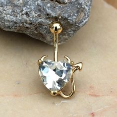 Gold Devil Heart Navel Ring | Fashion Hut Jewelry Bellybutton Piercings, Belly Piercing Jewelry, Fake Plugs, Navel Ring, Belly Piercing, Belly Button Ring, Navel Rings, Button Ring, Jewelry Manufacturers