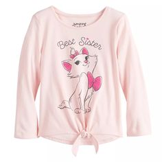 She'll Wear This The Aristocats Marie Tie-Front Tee By Jumping Beans Proudly. Disney Product Features Crewneck Long Sleeves Tie Front Marie Graphic On Chest And "Best Sister" Above Retail $14.00 Fabric & Care Cotton, Polyester Machine Wash Imported Pink Long Sleeve Disney Top, Pink Long Sleeve Disney T-shirt, Pink Disney Cotton Top, Pink Cotton Disney Top, Pink Long Sleeve Top With Cat Design, Pink Long Sleeve Tops With Cat Design, Disney Princess Toddler, Aristocats Marie, Disney Crewneck