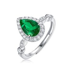 Elegance meets nature with our Waterdrop Green Adjustable Ring. Adorn your finger with the refreshing allure of a vivid green waterdrop design, delicately crafted for a touch of natural beauty. This adjustable ring seamlessly combines style and simplicity, making it a versatile and eye-catching accessory for any occasion. Main Stone: Natural Green Jade Main Stone Quantity: 1 Main Stone Size: 9mm * 6mm Ring Diameter: 12.5mm * 9mm Accent Stone: AAA Cubic Zirconia Metal Material: Solid 925 Sterling May Birthstone Rings, Moissanite Engagement Ring Halo, Brilliant Diamond, Emerald Ring, Heart Jewelry, Tear Drop, Pear Cut, 925 Silver Rings, Adjustable Ring