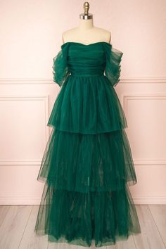 Prom Dress Gold, Tulle Long Dress, Prom Dress Burgundy, Tiered Prom Dress, A Line Prom Dress, Tulle Material, Green Tulle, Prom Dresses Yellow, Royal Blue Prom Dresses