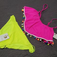 Brand New Swim Bikini Top & Bottom Medium So Bikini Top Tini Bikini Bottom Hot Pink Neon Yellow Super Cute Color Combo Bought But Never Got To Wear! Neon Yellow Sleeveless Swimwear For Beach Season, Yellow Tankini For Pool Vacation, Neon Yellow Swimwear For Beach Party, Fun Yellow Swimwear For Pool, Neon Yellow Swimwear For Summer Sunbathing, Neon Yellow Swimwear For Poolside Summer, Neon Yellow Swimwear For Beach Season, Neon Yellow Swimwear For Summer Beach, Top Tini