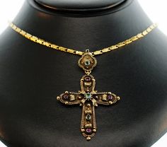 Antique Early Victorian Handmade Cross with by SITFineJewelry Antique Yellow Gold Crucifix Jewelry, Antique Yellow Gold Cross Pendant Necklace, Antique Hallmarked Crucifix Jewelry, Antique Yellow Gold Cross Pendant Jewelry, Victorian Hallmarked Cross Pendant Jewelry, Antique Cross Pendant Jewelry With Intricate Design, Pectoral Cross, Jan 1, Square Cut