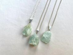 Raw Aquamarine Pendant Necklace - Sterling Silver Chain - March Birthstone - Chunky Gemstone March Birthstone Necklace, Aquamarine Birthstone, Raw Aquamarine, Gemstone Hoop Earrings, Expensive Jewelry Luxury, Silver Link Chain, Agate Pendant Necklace, Raw Crystal Necklace, Aquamarine Pendant