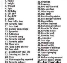 a list with words that say pick a number and i'll answer it honesty