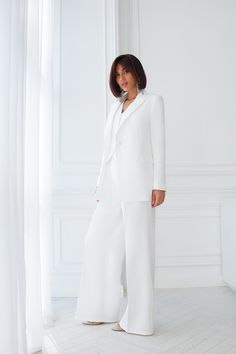 $208 Semi-formal Tuxedo Pantsuit With Notch Lapel, Chic Semi-formal Pantsuit With Notch Lapel, Elegant Single-breasted Suit With Straight Pants, Elegant Wide Leg Single Breasted Suits, Business Casual Tuxedo Pantsuit With Notch Lapel, Elegant Single-breasted Pantsuit With Straight Pants, Chic Three-piece Suit With Notch Lapel For Work, Chic Three-piece Suit With Notch Lapel For Formal Occasions, Semi-formal Single Button Tuxedo Pantsuit