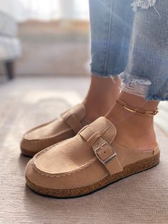 A stunning strap decorates the top of this mule to provide a sleek accent to your on-the-go ensemble. PU upper Man Made lining Cork footbed Man-made sole Fall Fashion Shoes, Suede Flats Shoes, Backless Loafers, T Strap Heels, Suede Slippers, Fall Shoes, Slides Shoes, Heeled Ankle Boots, Suede Shoes