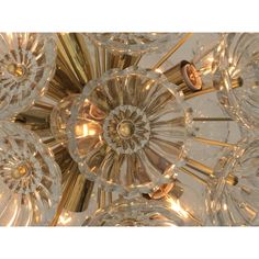 Floral glass and brass Blowball chandelier in the style of Emil Stejnar. Uses E14 base bulbs up to 40 watt Glass Art, Brass, Glass, Floral, Art