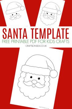 printable santa template for kids to color and use on christmas cards or t - shirts