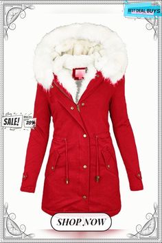 Women's Winter Jacket Parka Hoodie Jacket Solid Winter Parka With Fleece Lining, Long Sleeve Winter Outdoor Parka, Winter Outerwear With Double-lined Hood, Winter Outerwear With Double-lined Hood For Outdoor, Winter Outdoor Outerwear With Double-lined Hood, Hooded Winter Parka With Fleece Lining, Hooded Parka With Fleece Lining For Winter, Winter Outerwear With Pockets, Casual Fleece Jacket For Winter