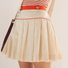 Nwt Underneath Lining Slip Anthropologie Skirt, Pleated Mini Skirt, Orange White, Color Orange, Mini Skirt, Womens Skirt, Anthropologie, Size 12, A Line