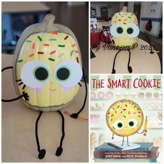 the smart cookie is made to look like it has sprinkles on its face