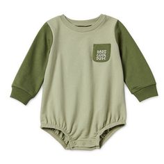 This colorblock sweatshirt romper from Okie Dokie's baby boy's collection is a cozy go-to for everyday wear. It's made from soft stretch-cotton, and has a crew neckline, a graphic chest pocket, long sleeves, elastic cuffs, and snap-bottom closures for easy-on-and-off.Closure Type: SnapNeckline: Crew NeckSleeve Length: Long SleeveFiber Content: 61% Polyester, 34% Cotton, 5% SpandexFabric Description: WaffleCare: Tumble Dry, Machine WashCountry of Origin: Imported Long Sleeve Green Onesie For Playwear, Green Long Sleeve Onesie For Playwear, Green Long Sleeve Playwear Onesie, Green Cotton Onesie For Playwear, Summer Baby Boy Outfits Newborn, Sporty Cotton Onesie For Playtime, Casual Green Onesie For Playwear, Cotton Crew Neck Onesie For Playtime, Sporty Cotton Onesie For Loungewear