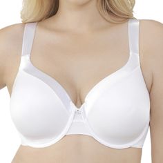 Vanity Fair Womens White Illumination Underwire Bra 75338, Size 42d. Vanity Fair Bras And Panties Are Designed To Fit The Needs Of Every Woman. Known For Fine Fabrics And Feminine Detail, Their Fabulously Supportive Styles Satisfy Both Full Busted And Average Figures. Get Smooth Support In This Underwire T-Shirt Bra Foam-Lined Seamless Underwire Cups Offer Great Shape Extra Support With Inner Sling For Superior Shaping Wide Wings Provide Back Smoothing To Eliminate Bulge Comfort Front Straps, Ba White Full Cup Bra With Moderate Coverage, White Padded Full Cup Bra, White Underwire Bra With Moderate Coverage, White Fitted Bra With Moderate Coverage, Vanity Fair Bras, Bras And Panties, Fine Fabric, T Shirt Bra, Underwire Bra