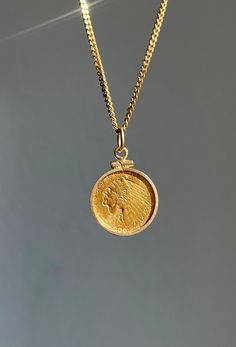 Antique 1908 American Solid Gold Indian Head Liberty Coin Pendant Italian 18K Curb Link Chain Necklace - Etsy Classic Engraved 22k Gold Jewelry, Vintage Yellow Gold Tarnish Resistant Medallion Necklace, Vintage 22k Gold Engraved Jewelry, Vintage Yellow Gold Tarnish-resistant Medallion Necklace, Classic Coin Pendant Necklace For Commemoration, Vintage Gold Coin Brass Necklace, Classic Round Coin Pendant Jewelry, Classic Brass Jewelry With Coin Pendant, Vintage Yellow Gold Brass Coin Necklace