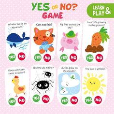 a poster with words and pictures on it that say yes or no?, learn to play