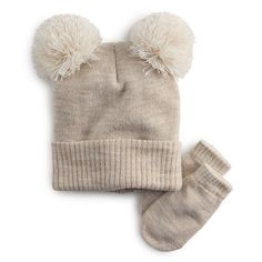 She'll love this adorable hat and mitten set from Addie & Tate.She'll love this adorable hat and mitten set from Addie & Tate. Click on the BABY PRODUCTS & CLOTHES GUIDE to find everything you need to keep your baby healthy and happy!FEATURES 2-piece set includes: Hat and mittens Ribbed cuffs on hat 2 pompoms on hatFABRIC & CARE Age appropriate: 6 months-2 years Hat: Acrylic Mittens: Acrylic, polyester, spandex Hand wash Imported Size: INFANT. Color: Neutral. Gender: female. Age Group: toddler. Cute Soft Knit Hat For Fall, Cute Soft Knit Winter Hats, Cute Warm Crochet Hat For Winter, Adjustable Beige Crochet Hat For Winter, Cute Adjustable Crochet Hat For Winter, Cute Adjustable Crochet Winter Hat, Cute Cream Soft Knit Hat, Cute Cream Knitted Hats, Cute Knitted Hats For Cold Weather