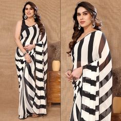 Black & White colored saree is made from georgette fabric which is highlighted with printed & lace border work as shown. comes along with banglori silk blouse piece which you can customise as per your design/style. Occasion - You can wear this saree for parties, functions and events. Note:- the actual product may differ slightly in color and design from the one illustrated in the images when compared with computer or mobile screen. Measurements: Saree : Georgette : 5.5 Mtrs Blouse : Georgette : Saree Georgette, Bridal Sarees South Indian, Bridal Sarees, Mobile Screen, Silk Lehenga, Georgette Saree, Georgette Fabric, Lace Border, Georgette Sarees