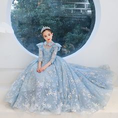 Long Sleeves Blue Girl Formal Dress Blue Pageant Dress For Spring, Blue Spring Pageant Dress, Blue Fitted Princess Dress With Long Sleeves, Fitted Blue Princess Dress With Long Sleeves, Blue Fitted Long Sleeve Princess Dress, Blue Long Sleeve Princess Dress For Spring, Blue Dresses For Kids, Blue Flower Girl, Cute Blue Dresses