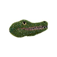 Comprised of light-catching beading, this gator brooch is a stylish way to dress up your look and cheer on your team! A signature silhouette for MG, we love to collect our animal brooches. Embroidered Frog, Embroidered Earrings, Mignonne Gavigan, Embroidered Brooch, Scarf Necklace, Animal Brooch, Handbag Charms, Beading Projects, Beaded Brooch