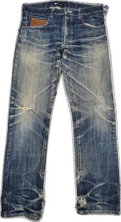 Distressed Dark Wash Cotton Jeans, Distressed Washed Blue Cotton Jeans, Distressed Cotton Jeans In Medium Wash, Distressed Medium Wash Cotton Jeans, Cotton Stonewashed Dark Wash Jeans, Medium Wash Stonewashed Cotton Jeans, Rugged Pre-washed Cotton Jeans, Rugged Ripped Cotton Bottoms, Grunge Jeans