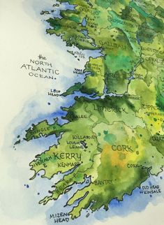 a watercolor map of the british isles