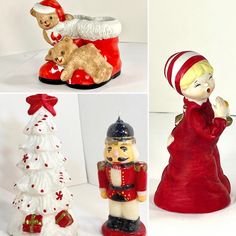 there are three different figurines that have been made to look like christmas trees