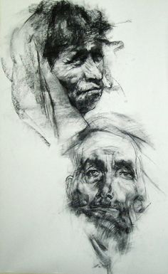 two faces are shown in black and white