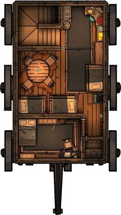 an overhead view of a wooden floor plan