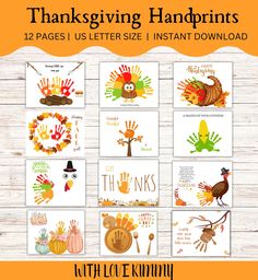 thanksgiving handprints for kids to print and use on their own wall or table