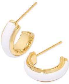 out of stock Huggie Hoop Earrings, Kendra Scott, Gold Tones, Hoop Earrings, Collage, Gold, Pins, White