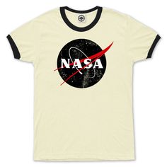 Show some love for NASA’s official logo in this vintage-inspired short-sleeve, ringer t-shirt featuring a black, distressed version of the Meatball logo. Hank Player is proudly made in Los Angeles, California with the finest quality materials. Each garment will have a weathered, worn-in feel after the first wash. Printed with Oeko-Tex Standard 100 certified ink, each item will have slight variations in color and print creating Hank Player’s one-of-a-kind look. Our tees are a fitted style, please Band Logo T-shirt, Crew Neck, Fan Merchandise, Band Logo Crew Neck T-shirt, Unisex Band Logo T-shirt Crew Neck, Band Logo T-shirt With Crew Neck, Band Logo T-shirt Fan Merchandise Crew Neck, Vintage Cotton Crew T-shirt, Vintage Cotton Crew Neck T-shirt, Tri-blend T-shirt With Band Logo And Crew Neck, Pop Culture Crew Neck T-shirt With Band Logo