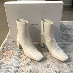 This Sleek And Sophisticated Bootie Is Updated For The Season With A Squared-Off Toe And An Architectural Block Heel. Like New - Worn Once. Comes With Original Box, Dust Bag And All Stuffing To Keep Boot Shape. 2 1/2" Heel (Size 8.5m) 6 1/4" Shaft Side Zip Closure Leather Upper And Lining/Synthetic Sole Imported Women's Shoes Item # 6730012 Block Heel Boots, Heel Boots, Bootie, Side Zip, Women's Shoes, Block Heels, Bootie Boots, Original Box, Leather Upper