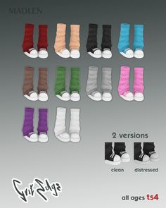 six pairs of socks with different colors and sizes, all on one side is the same size