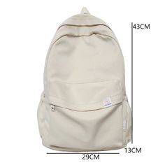 Kylethomasw College Student Women Backpack School Bag for Teenagers Girls Nylon Campus Leisure Japanese Korean Bagpack Solid Color Backpack Shoulder Bag For School, Solid Canvas Bag With Adjustable Strap For School, Solid Color Canvas Bag With Adjustable Strap For School, Beige Canvas Backpack For School, Beige Canvas Bag For School, White Canvas School Bag With Zipper Closure, Beige Canvas School Backpack, White Canvas Bag With Zipper Closure For School, School Nylon Canvas Bag With Adjustable Strap