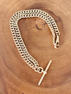 "This is a classic antique Albert chain necklace. The 9K yellow gold necklace (with a hint of rose gold)  measures 14 1/2 inches with a secure dog clasp. Links measure 5mm wide. The T bar measures 1 3/8 inch. All links, clasp and t-bar are stamped \"9-375\". Weight 39.4 grams. Please visit my shop- CarterJewelry22- to see more beautiful antique and vintage jewelry pieces! Also follow me on Instagram- CarterJewelry." Formal Yellow Gold Chain Necklace With Gold Clasp, Classic Yellow Gold Necklace With Gold Clasp, Classic Gold Necklace With Gold Clasp, Classic Rose Gold Chain Necklace With Rectangular Links, Timeless Formal Chain Necklace With Lobster Clasp, Classic Rose Gold Link Chain Necklace, Antique Jewelry With Oval Link Curb Chain, Classic Rose Gold Bracelet With Chain Detail, Victorian Link Jewelry With Curb Chain