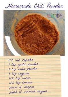 homemade chili powder recipe with instructions on the side